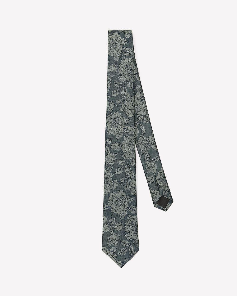 Green Regular Tie with Tonal Floral Pattern rw&co Special Promo Price