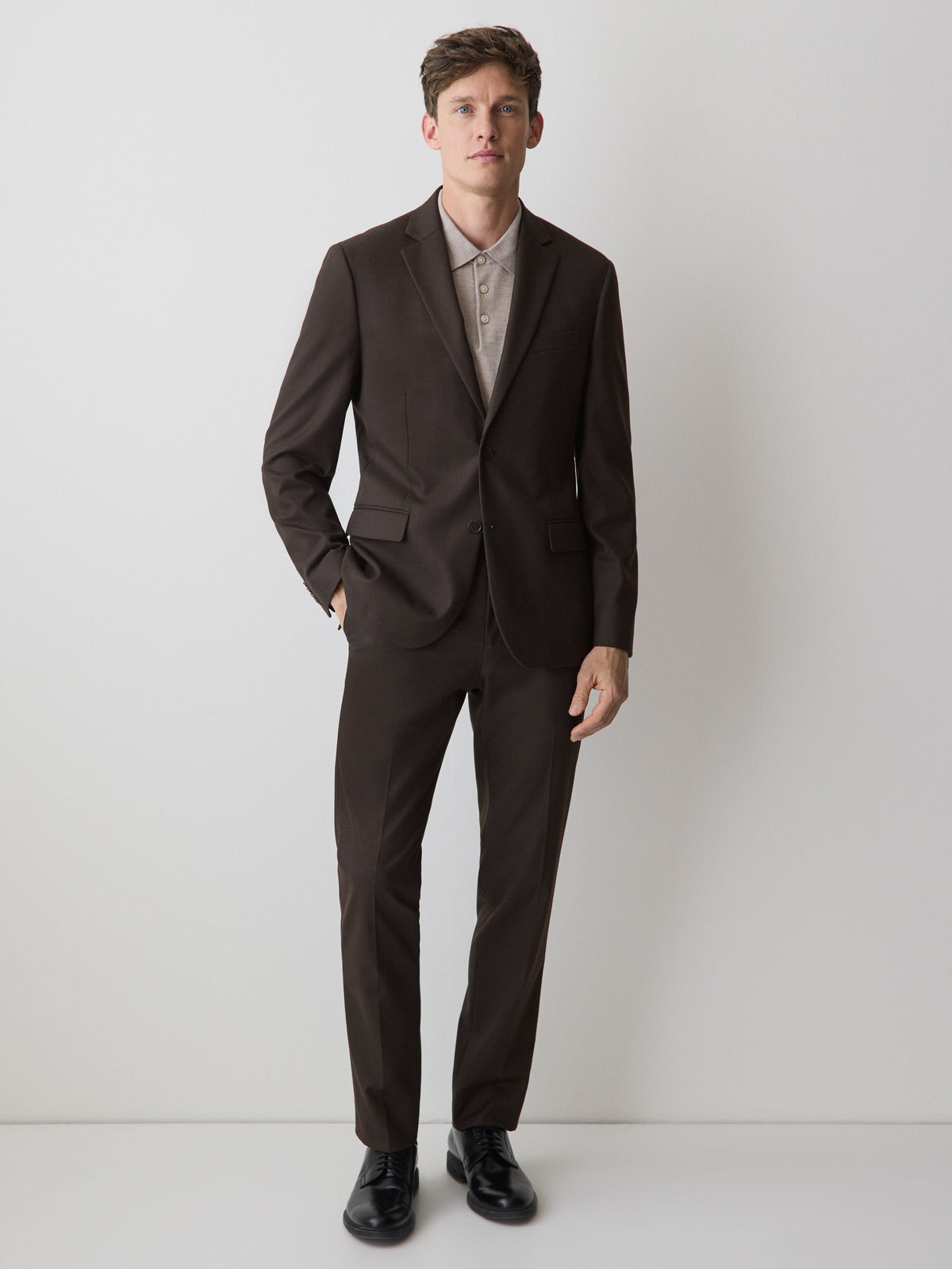 Slim Fit Dark Brown Brushed Twill Blazer rw&co Special Offer