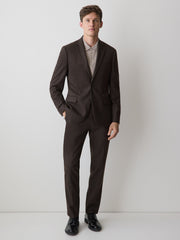 Slim Fit Dark Brown Brushed Twill Blazer rw&co Special Offer
