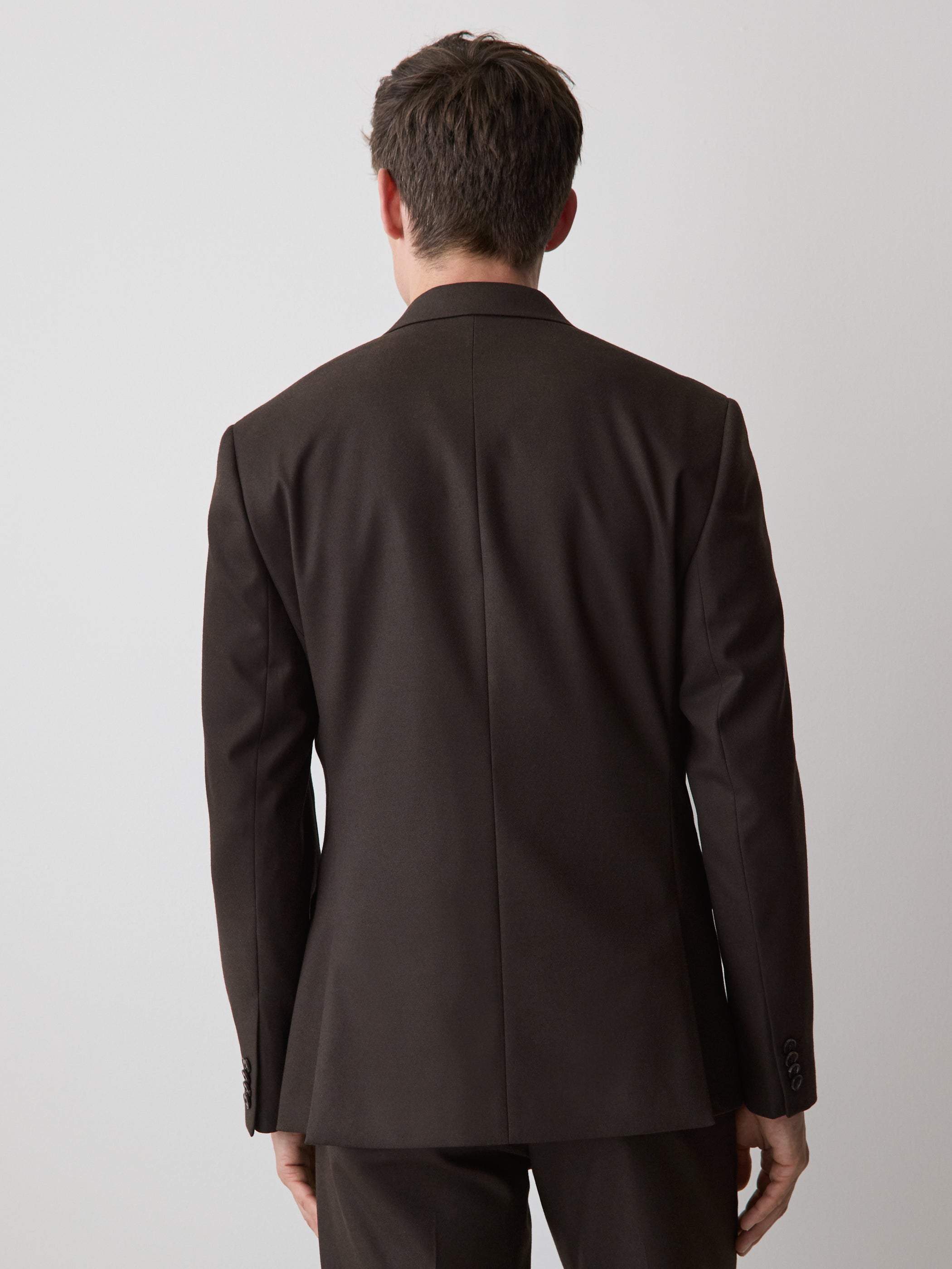 Slim Fit Dark Brown Brushed Twill Blazer rw&co Special Offer