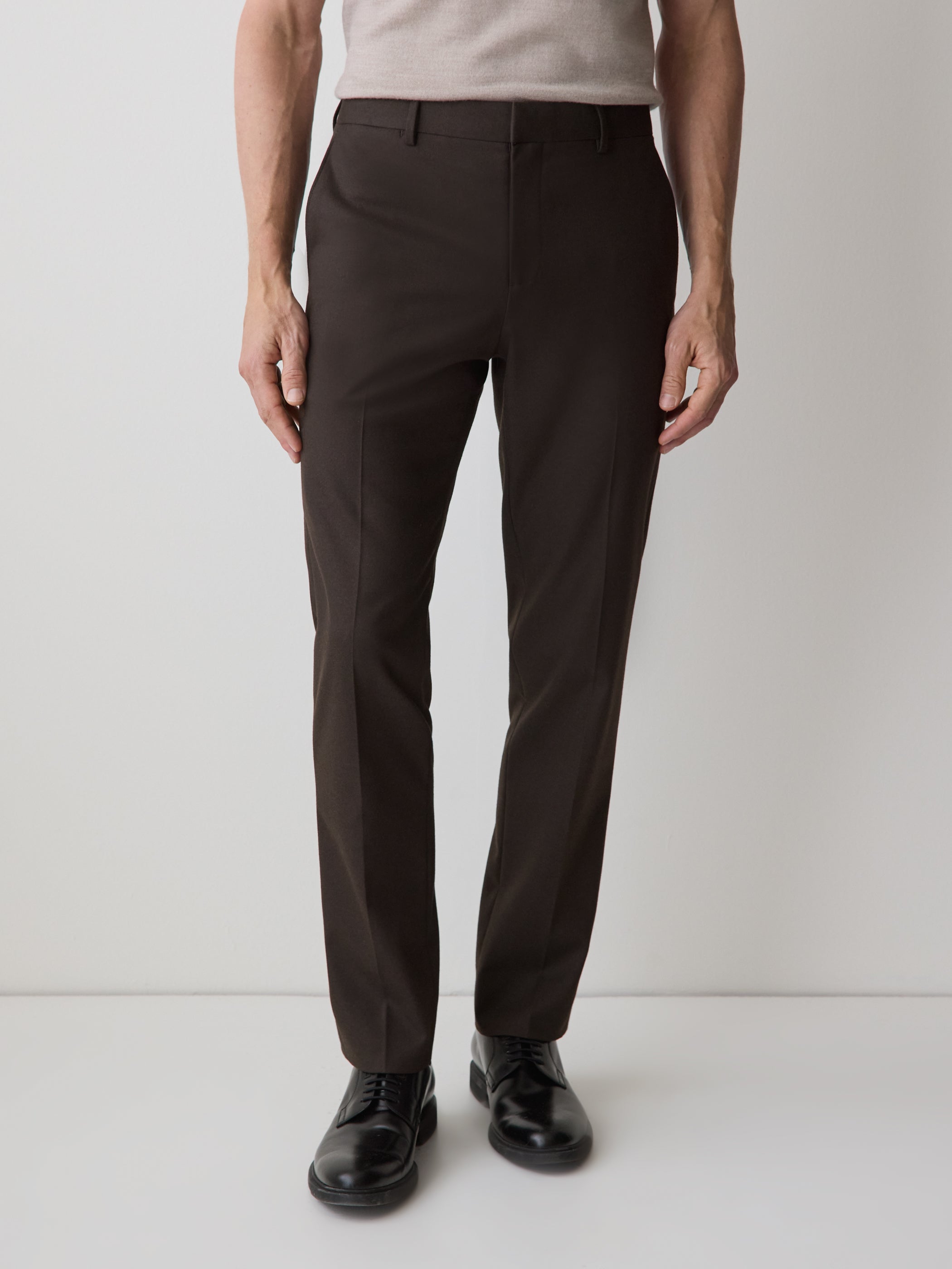 Slim Fit Dark Brown Brushed Twill Pant rw&co On Sale