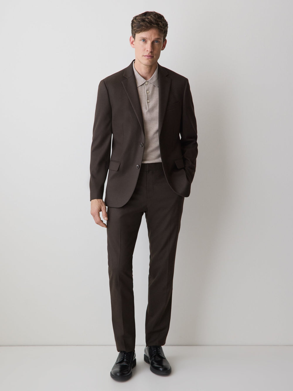 Slim Fit Dark Brown Brushed Twill Pant rw&co On Sale