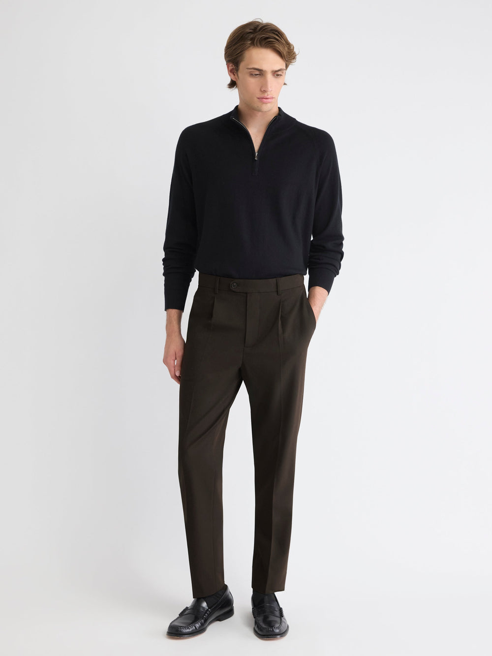 Tapered-Leg Pleated Dress Pant rw&co Special Offer