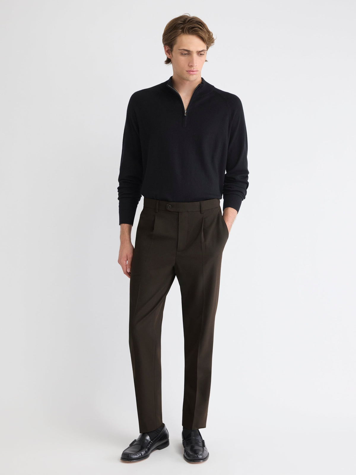 Tapered-Leg Pleated Dress Pant rw&co Special Offer