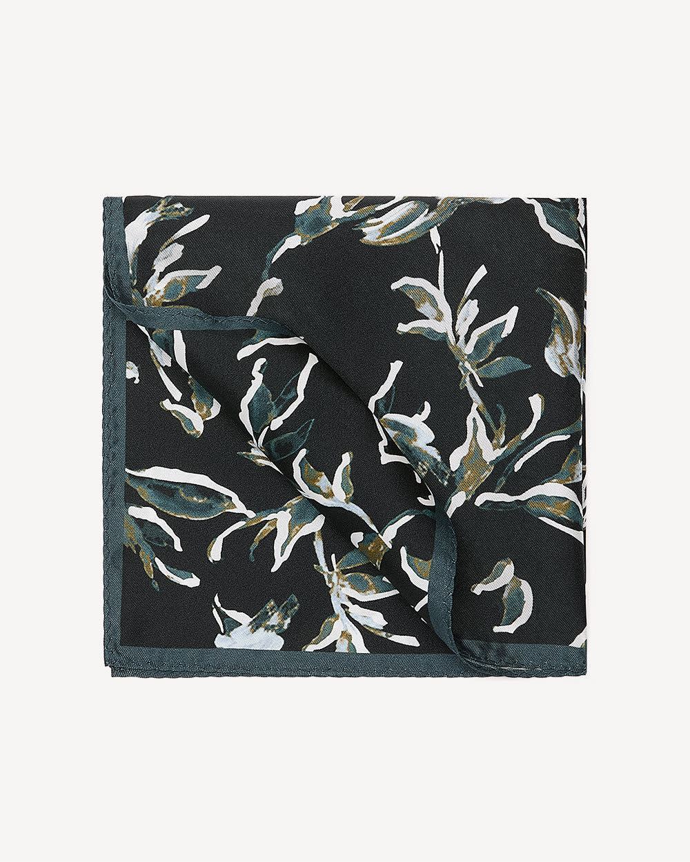 Black Handkerchief with Foliage Pattern rw&co Great Value Deal