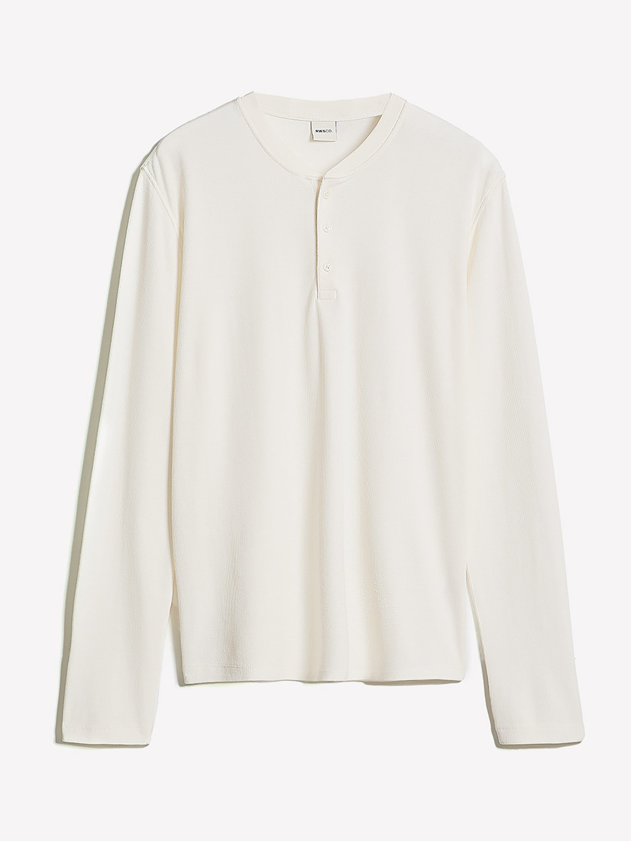 Long-Sleeve Henley Waffled Tee rw&co Special Promo Price
