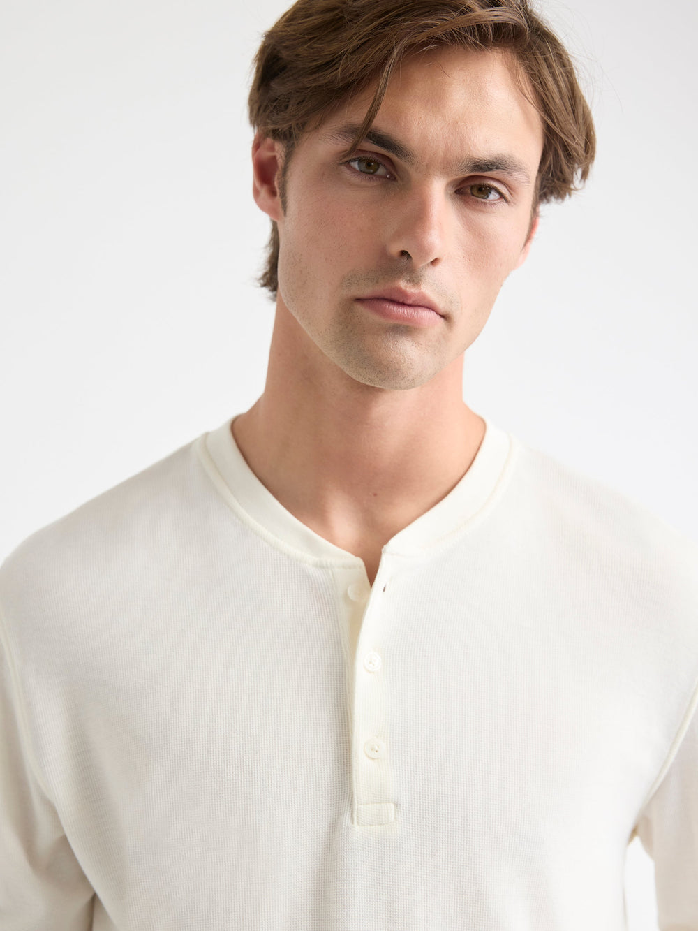 Long-Sleeve Henley Waffled Tee rw&co Special Promo Price