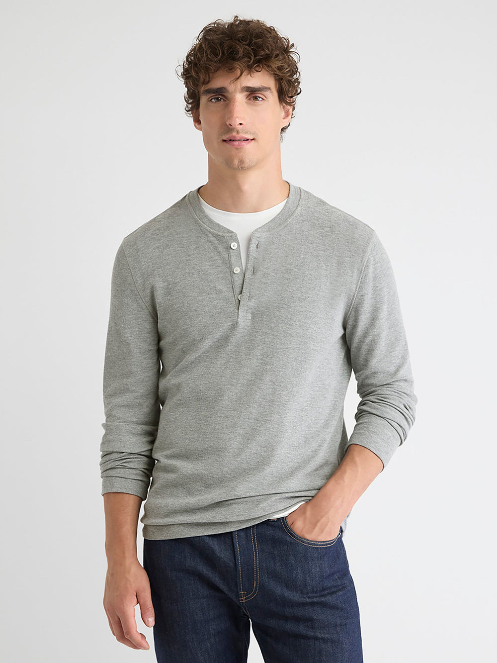 Long-Sleeve Henley Waffled Tee rw&co Special Promo Price