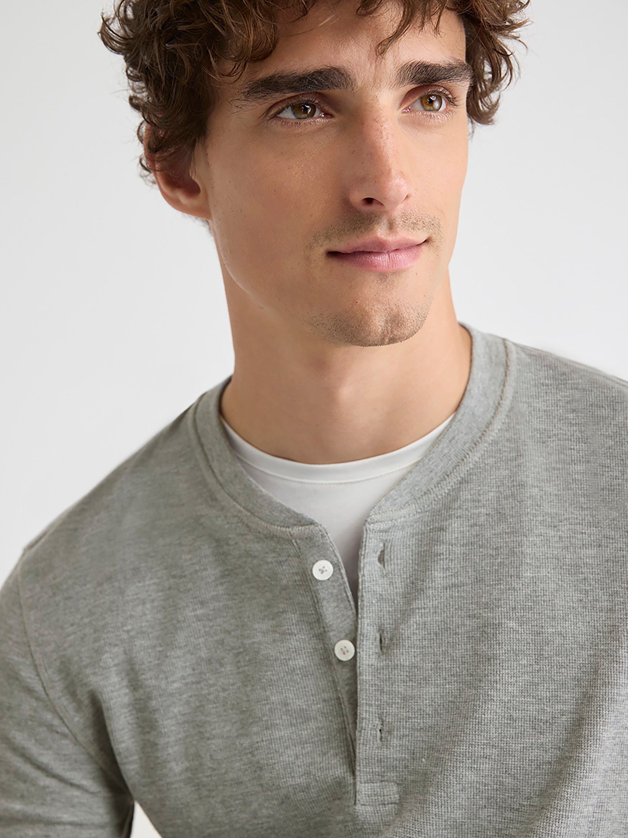 Long-Sleeve Henley Waffled Tee rw&co Special Promo Price