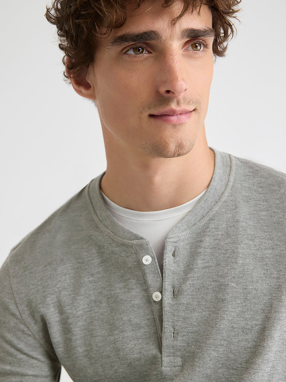 Long-Sleeve Henley Waffled Tee rw&co Special Promo Price