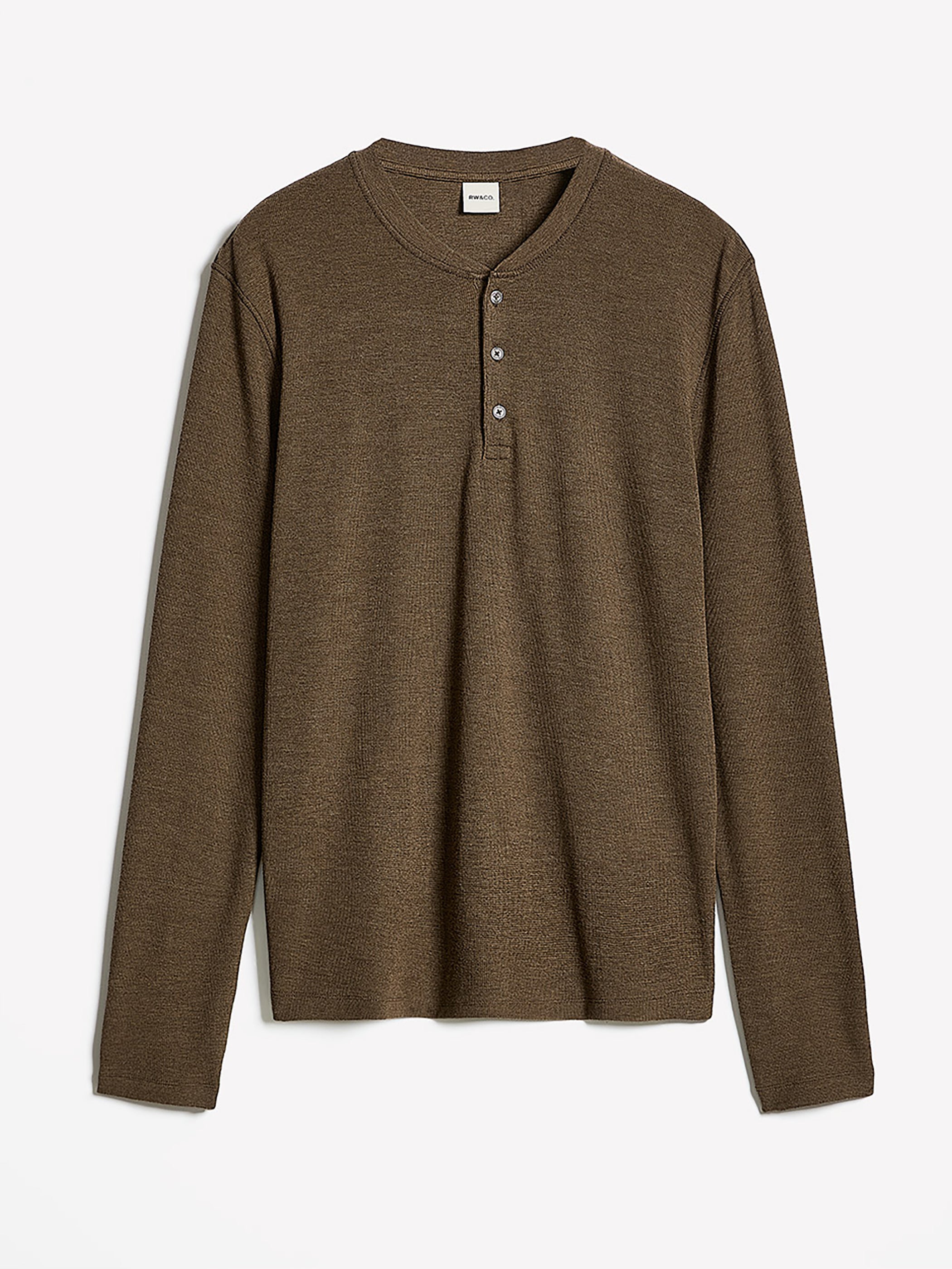 Long-Sleeve Henley Waffled Tee rw&co Special Promo Price