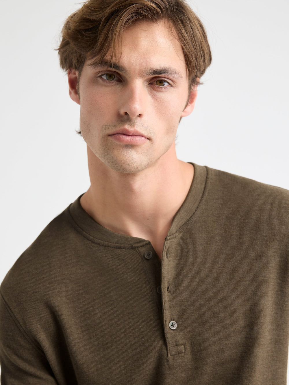 Long-Sleeve Henley Waffled Tee rw&co Special Promo Price