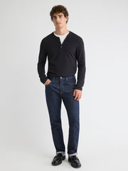 Long-Sleeve Henley Waffled Tee rw&co Special Promo Price