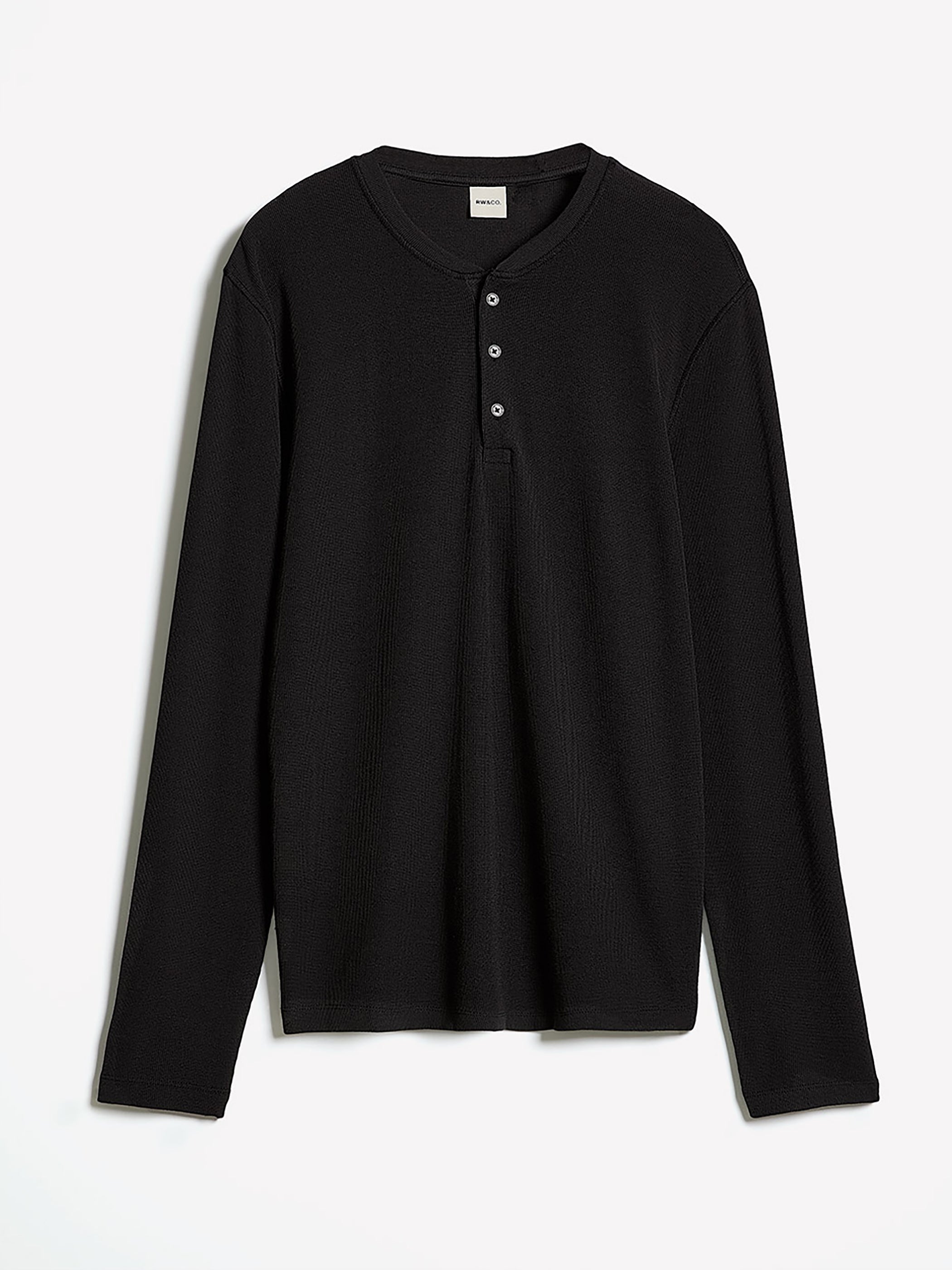 Long-Sleeve Henley Waffled Tee rw&co Special Promo Price