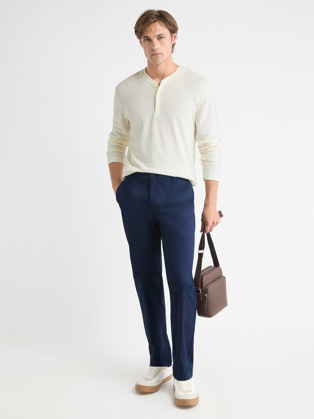 Long-Sleeve Henley Waffled Tee rw&co Special Promo Price