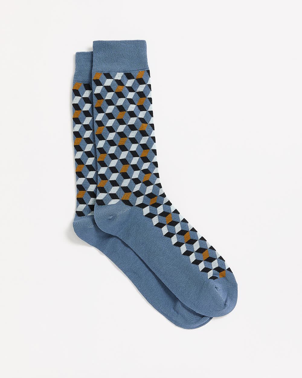 Socks with Square Geometric Pattern rw&co On Sale