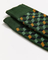 Socks with Square Geometric Pattern rw&co On Sale