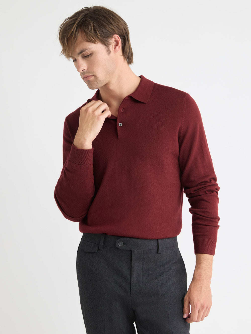 Merino Wool Polo Sweater rw&co Great Value Deal