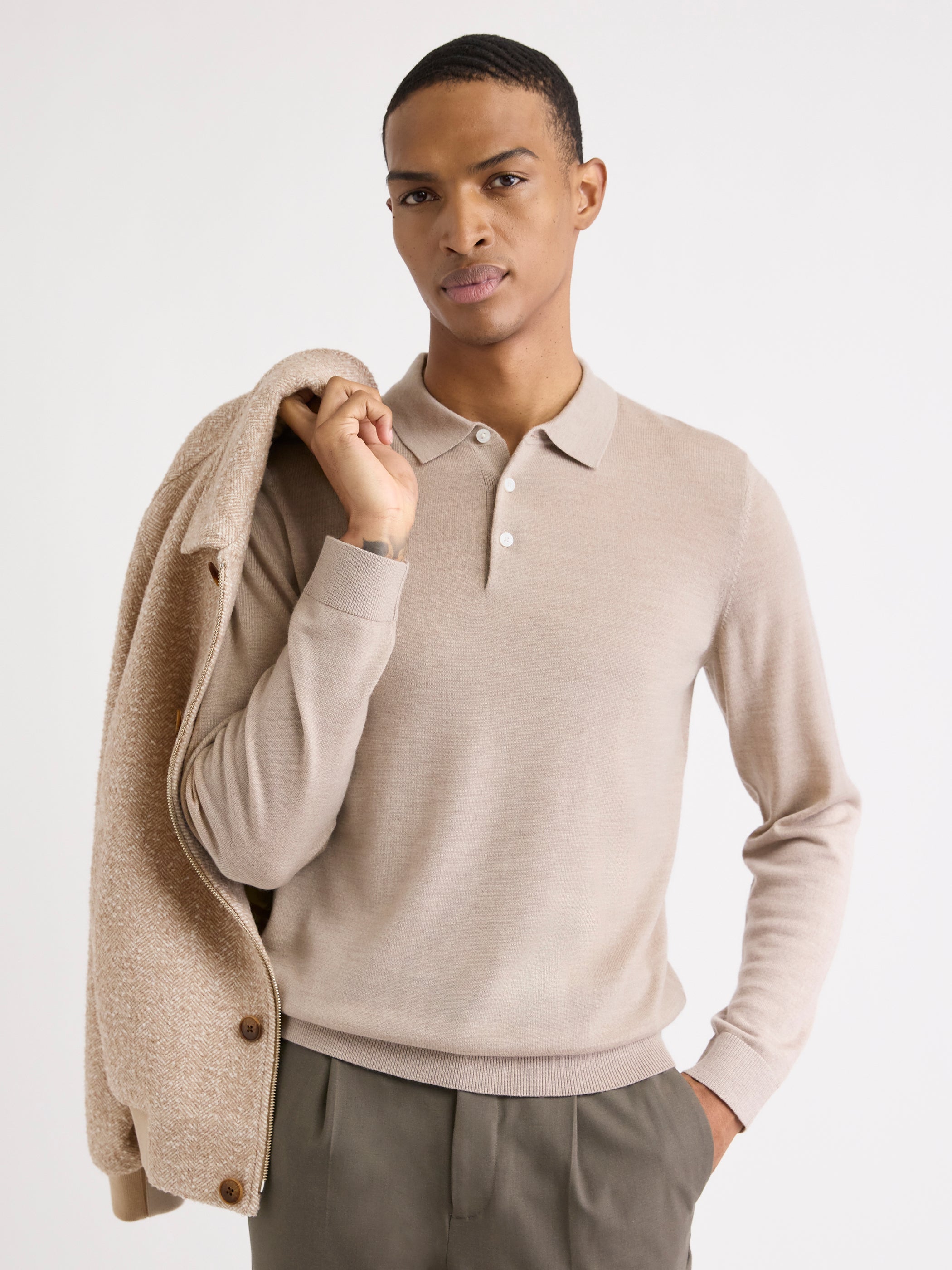 Merino Wool Polo Sweater rw&co Great Value Deal