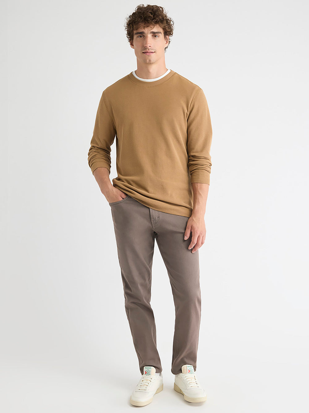 Long-Sleeve Crew-Neck Waffled Tee rw&co Limited Time Discount