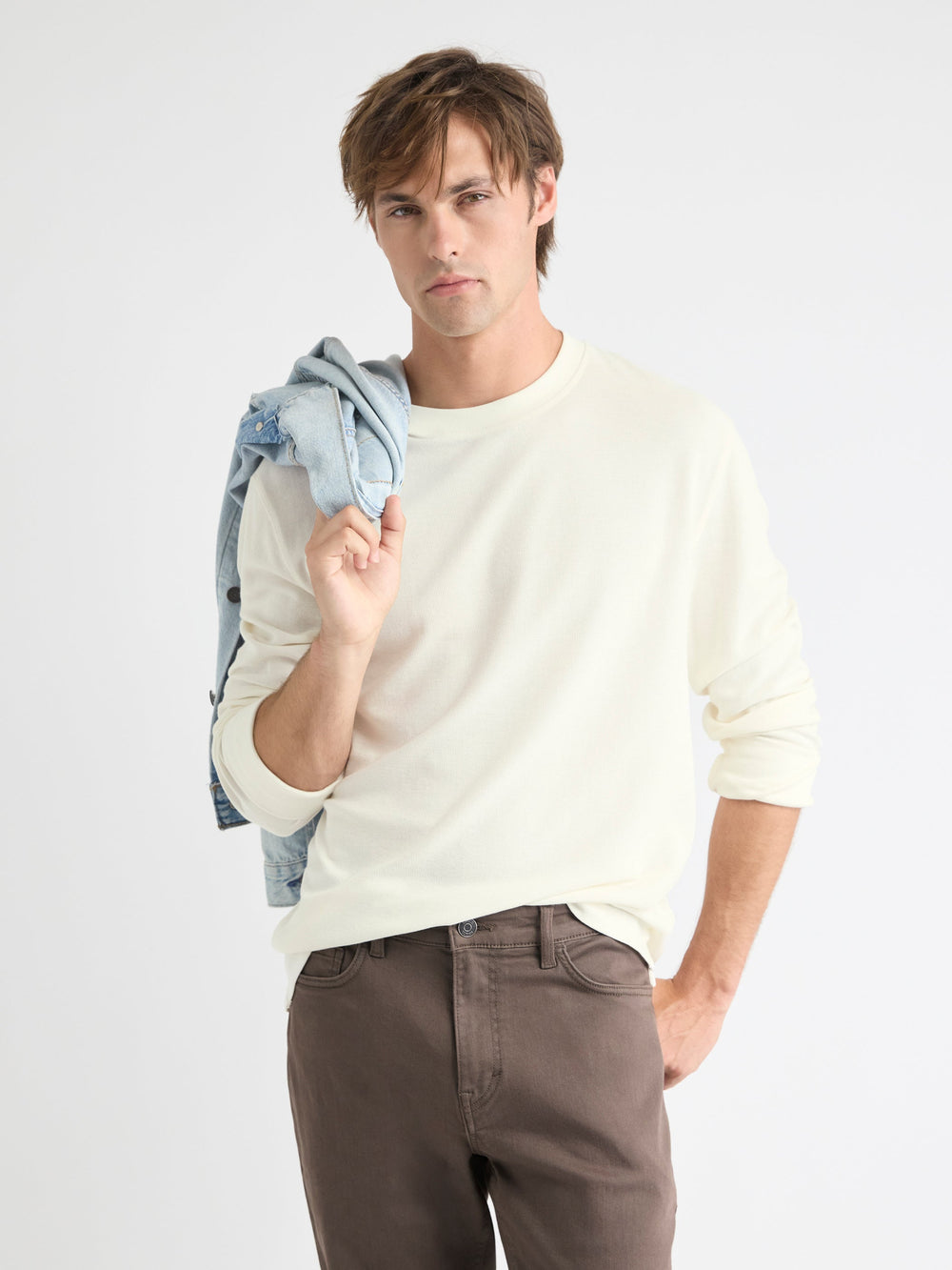 Long-Sleeve Crew-Neck Waffled Tee rw&co Limited Time Discount