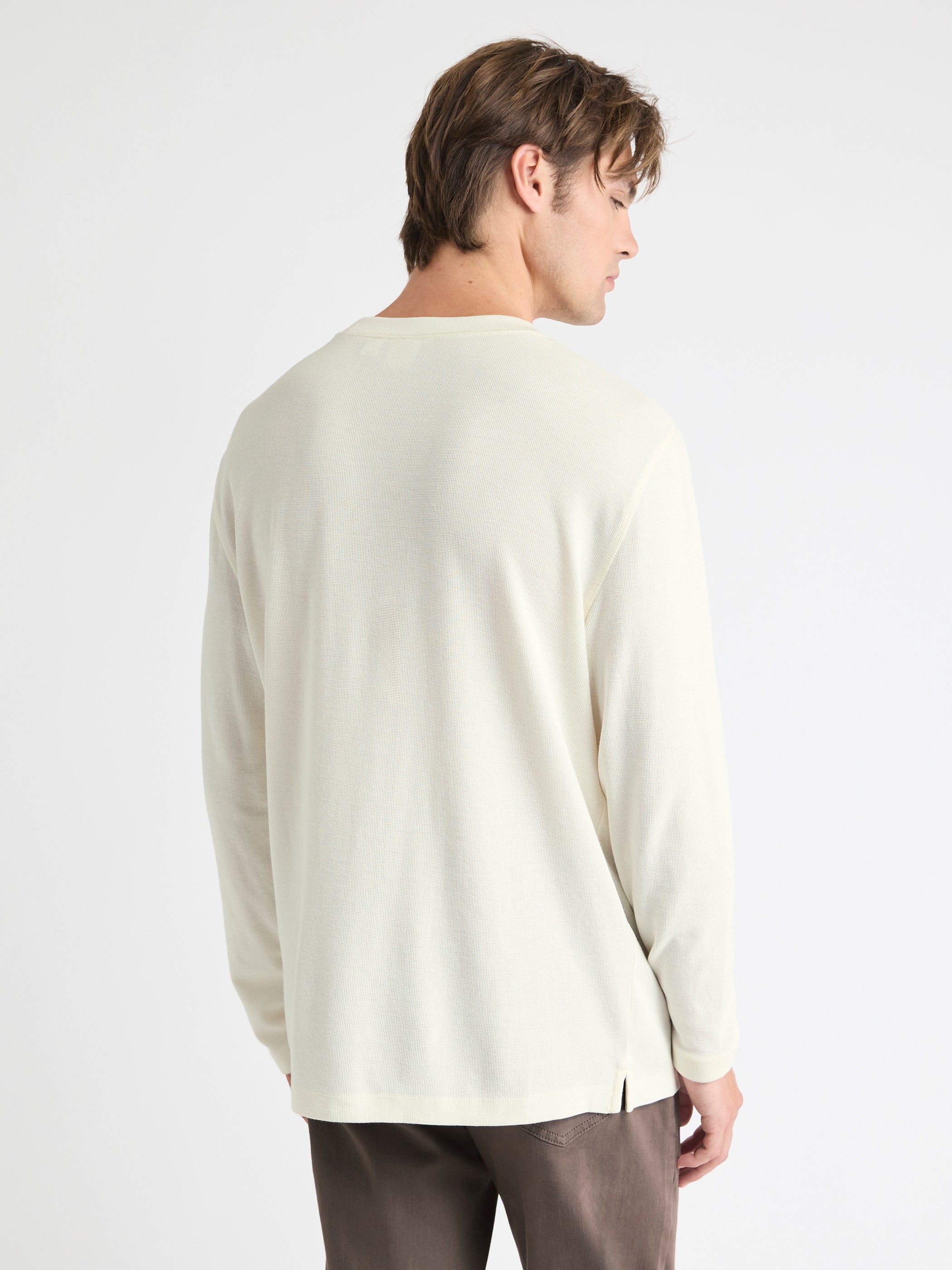 Long-Sleeve Crew-Neck Waffled Tee rw&co Limited Time Discount