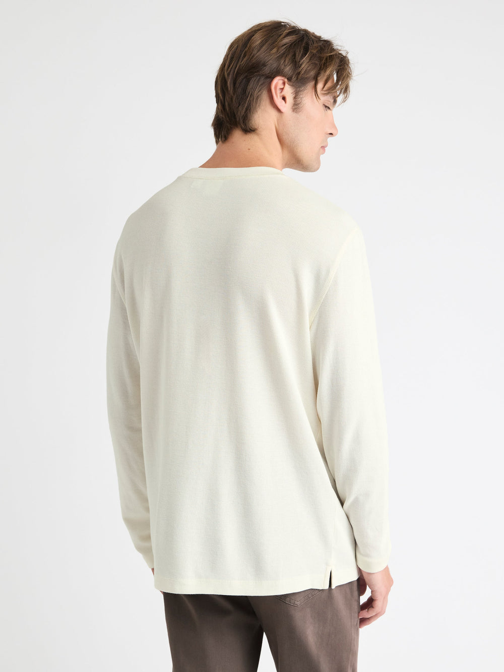 Long-Sleeve Crew-Neck Waffled Tee rw&co Limited Time Discount
