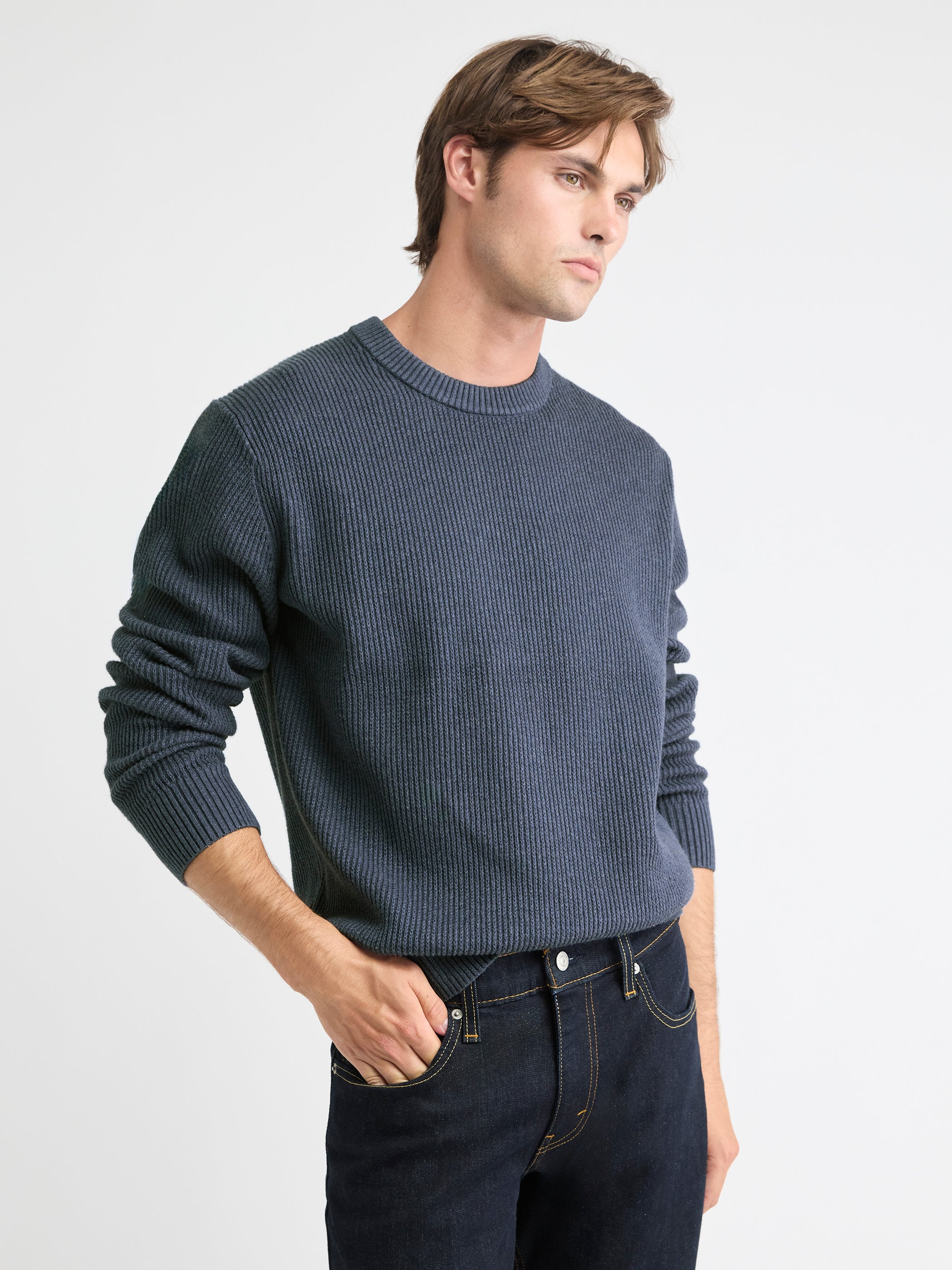 Cashmere-Blend Long-Sleeve Crew-Neck Sweater rw&co Exclusive Sale Price