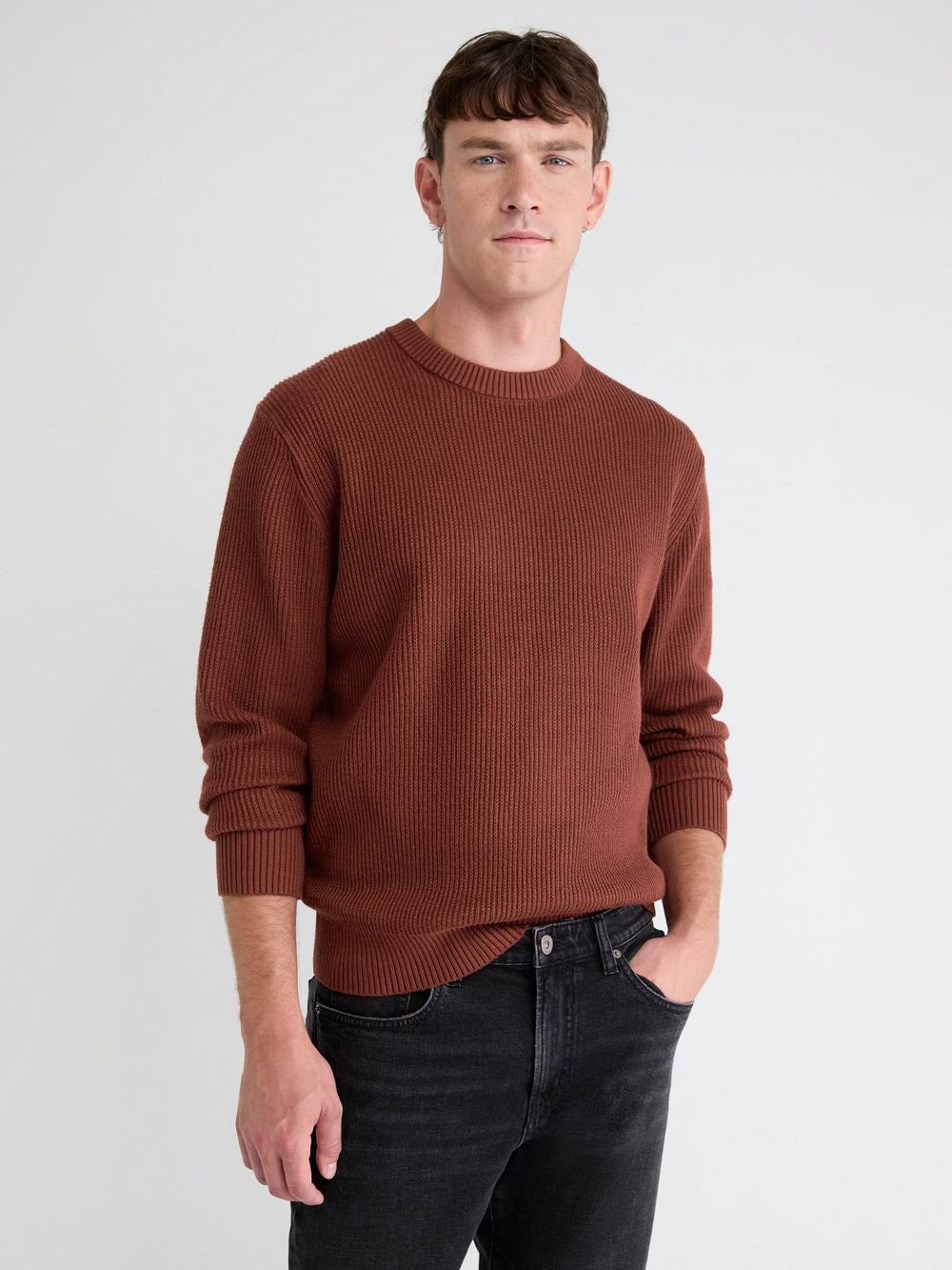 Cashmere-Blend Long-Sleeve Crew-Neck Sweater rw&co Exclusive Sale Price