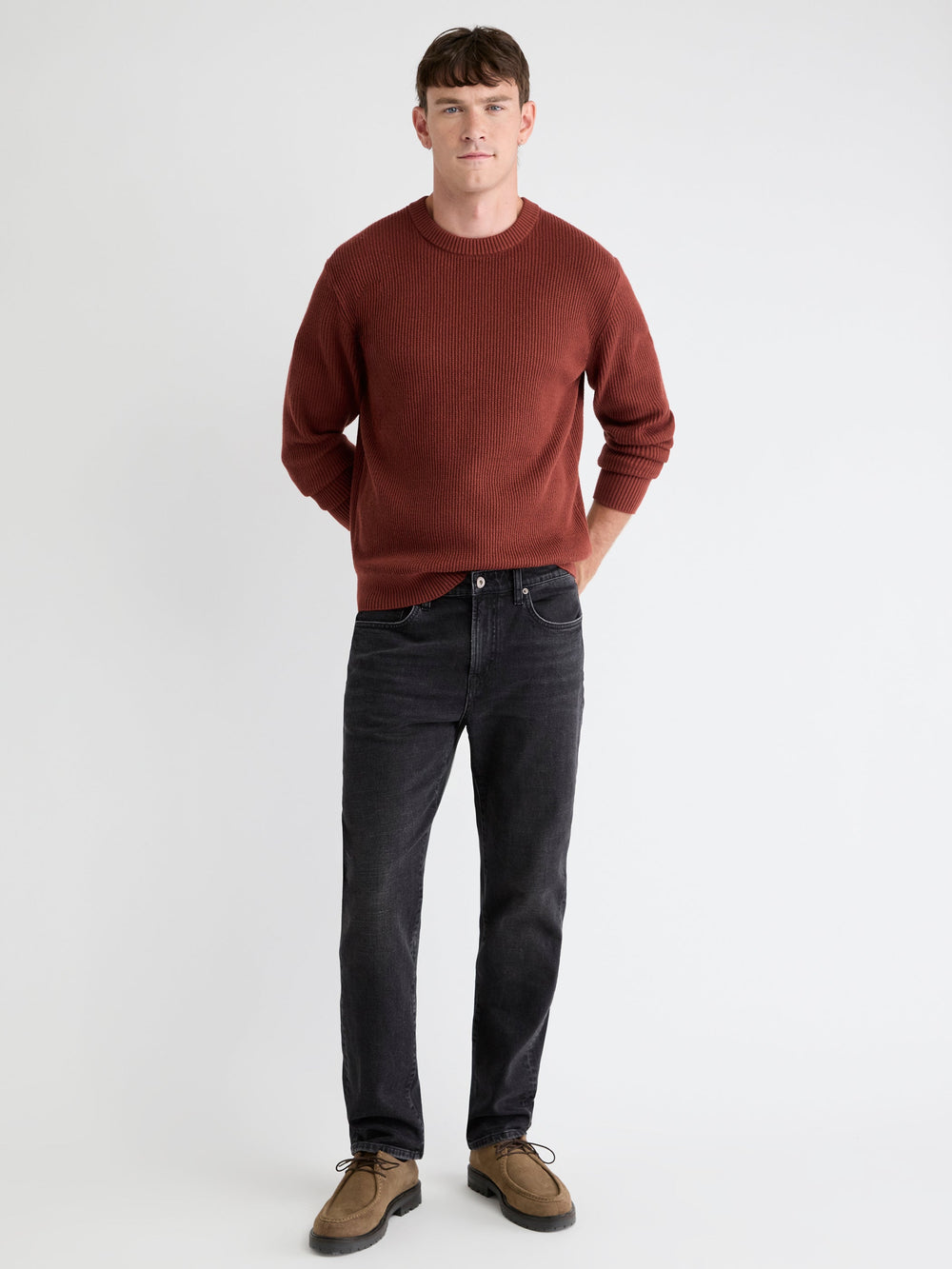 Cashmere-Blend Long-Sleeve Crew-Neck Sweater rw&co Exclusive Sale Price