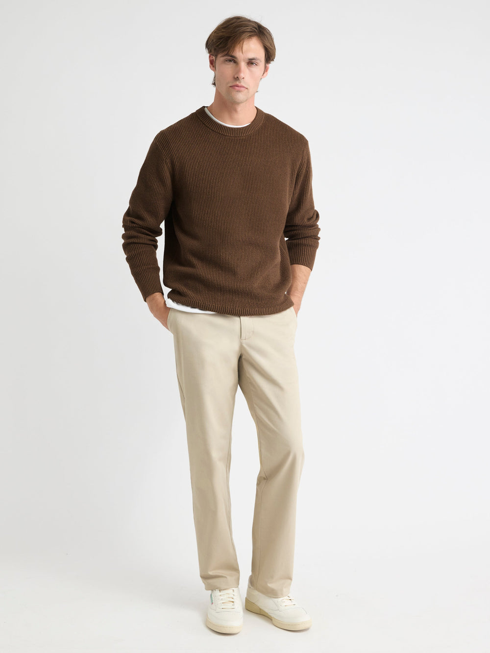 Cashmere-Blend Long-Sleeve Crew-Neck Sweater rw&co Exclusive Sale Price