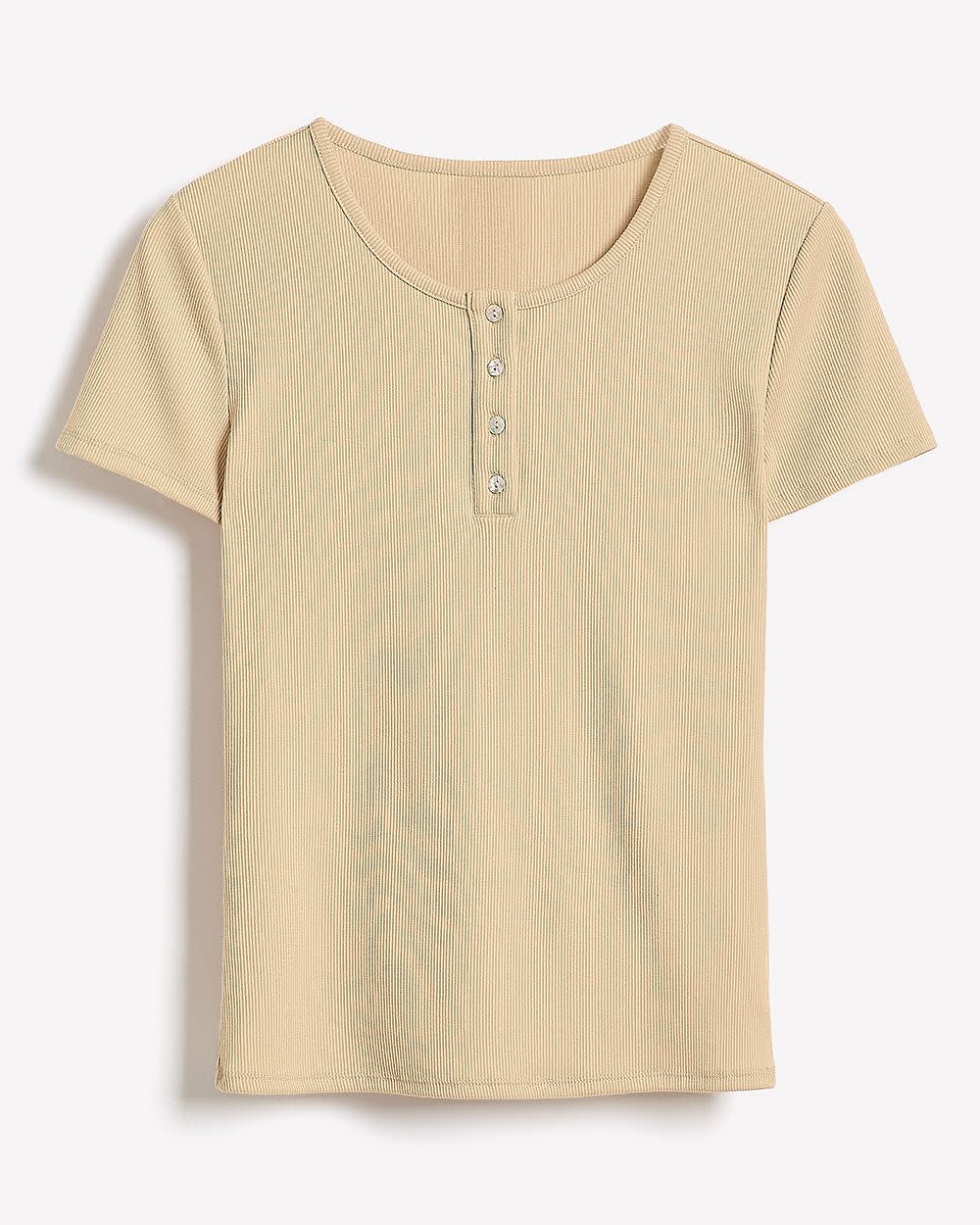 Short-Sleeve Ribbed Henley Top rw&co On Sale