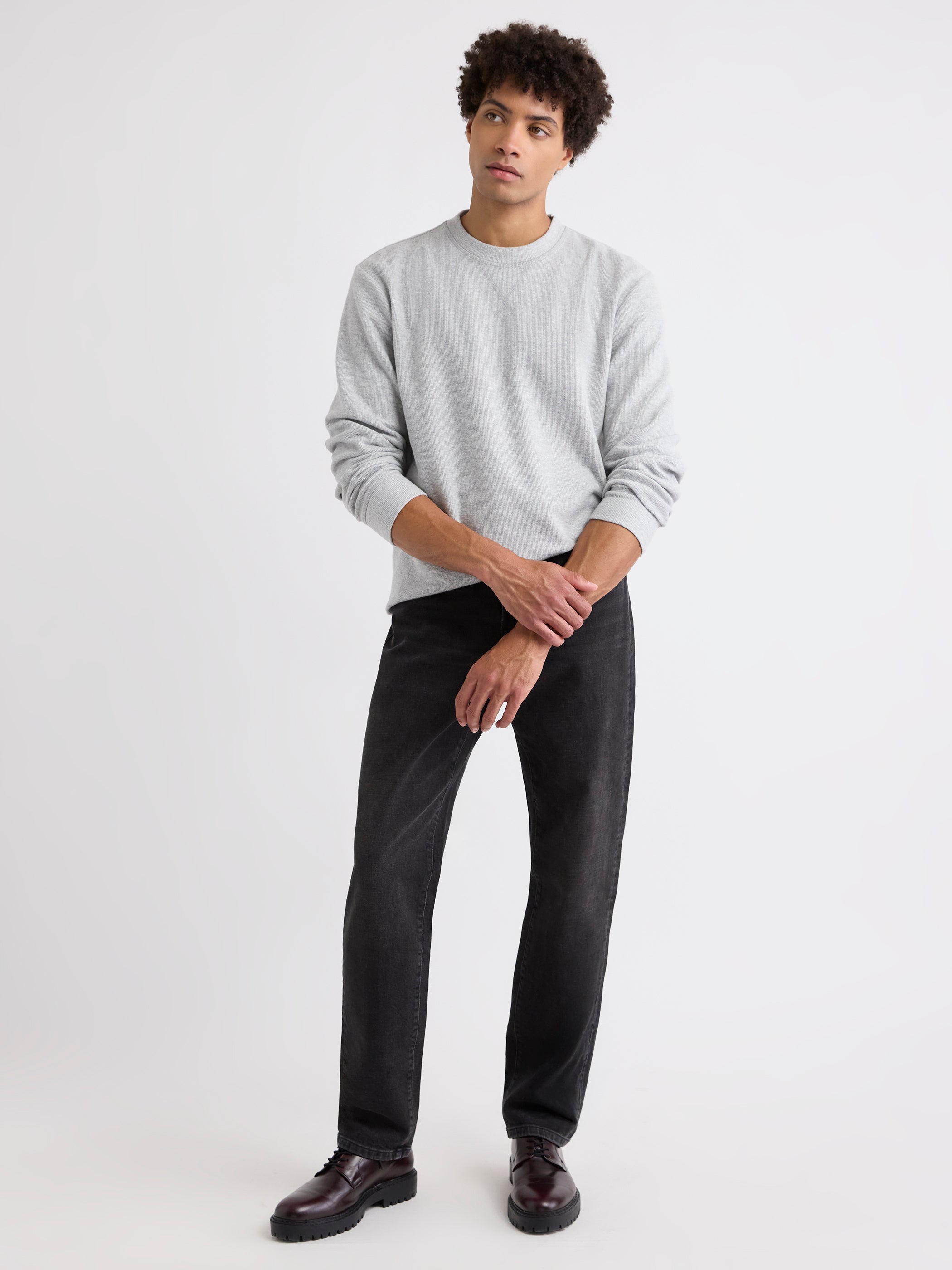 Long-Sleeve Crew-Neck Ribbed Sweater rw&co Limited Time Discount