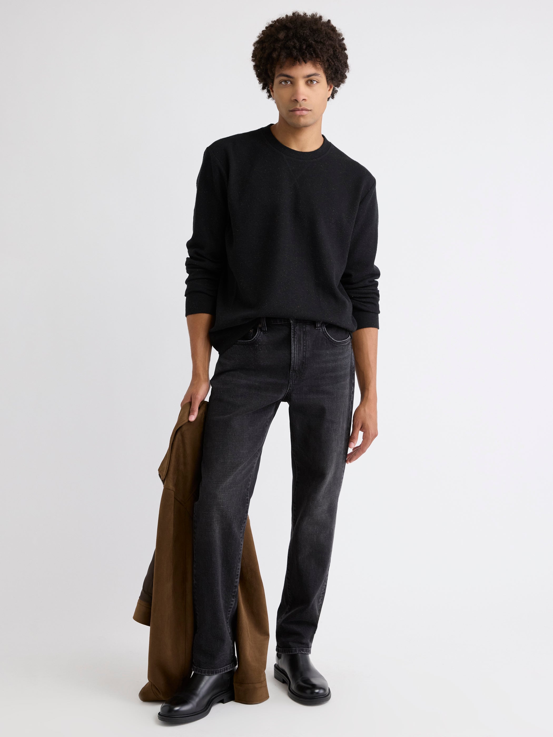 Long-Sleeve Crew-Neck Ribbed Sweater rw&co Limited Time Discount