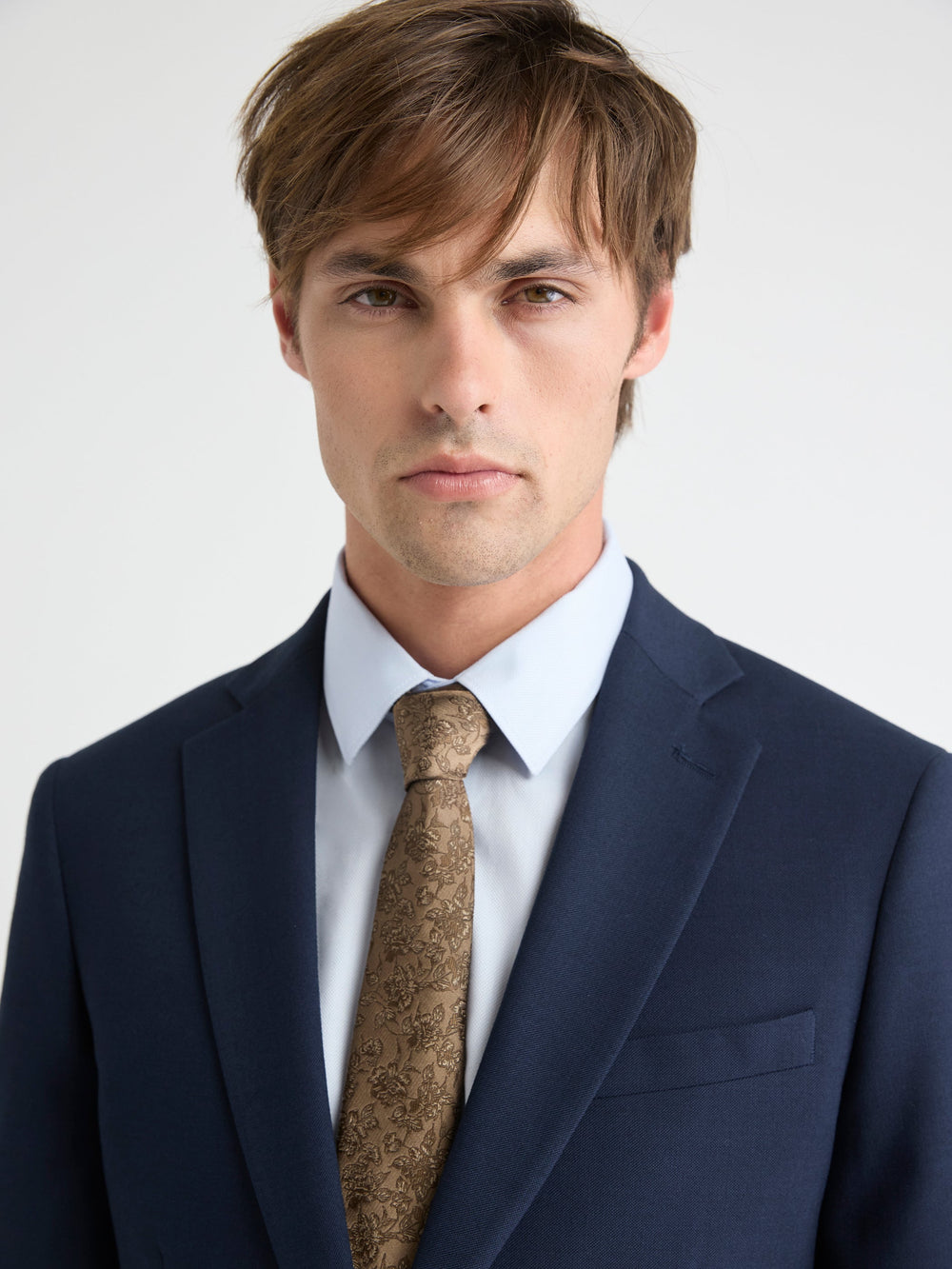 Taupe Skinny Tie with Floral Pattern rw&co Great Value Deal