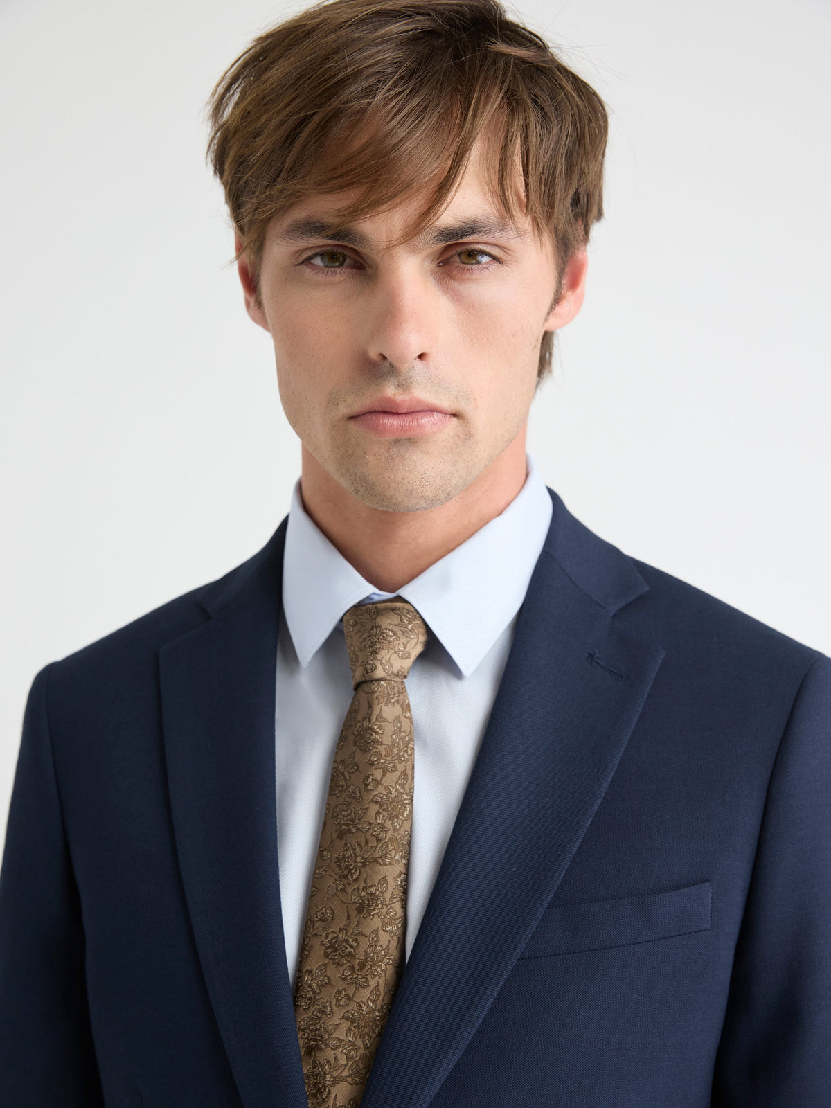 Taupe Skinny Tie with Floral Pattern rw&co Great Value Deal