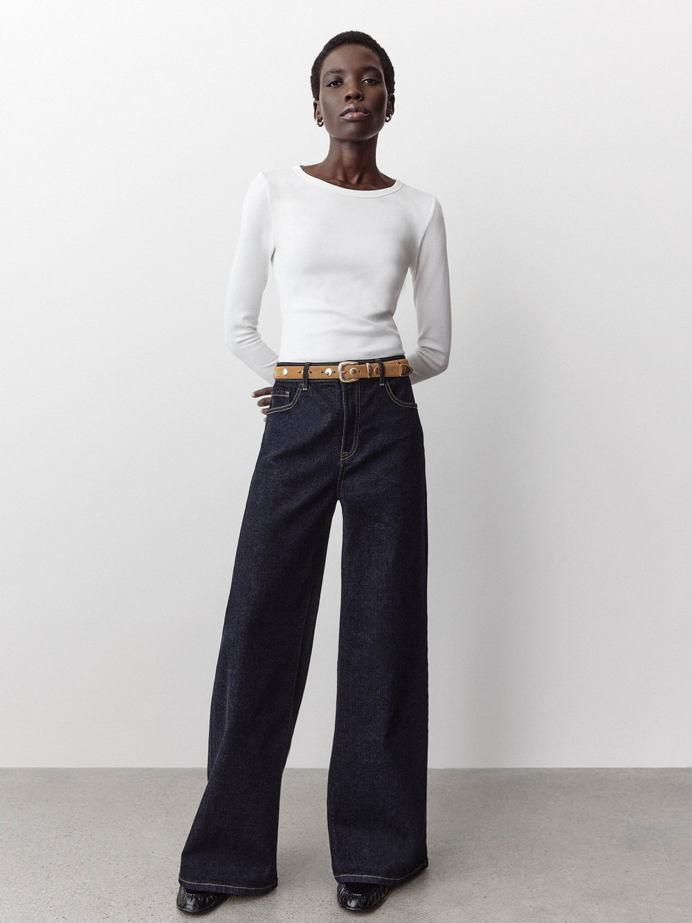 Dark-Wash High-Rise Ultra-Wide-Leg Jeans rw&co Exclusive Sale Price