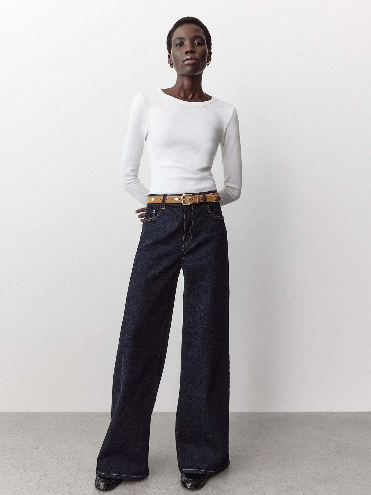 Dark-Wash High-Rise Ultra-Wide-Leg Jeans rw&co Exclusive Sale Price