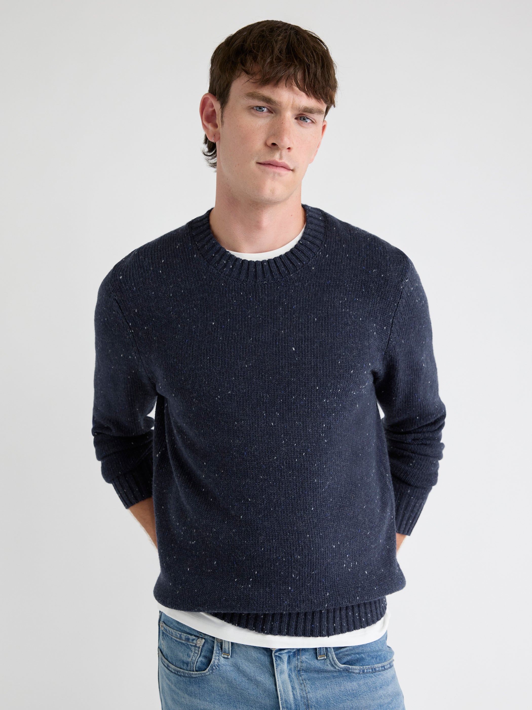 Long-Sleeve Crew-Neck Sweater with Neps rw&co On Sale