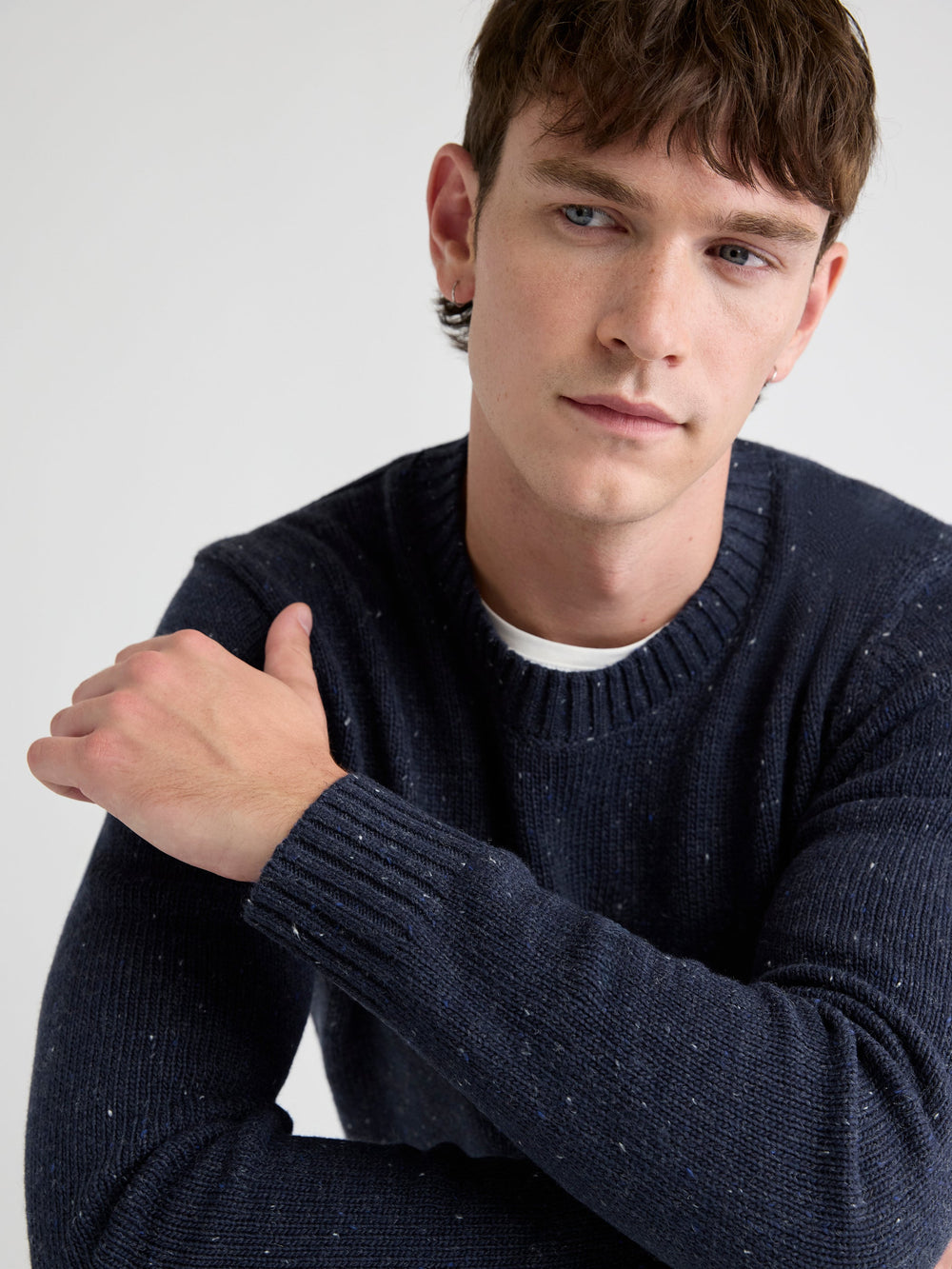 Long-Sleeve Crew-Neck Sweater with Neps rw&co On Sale
