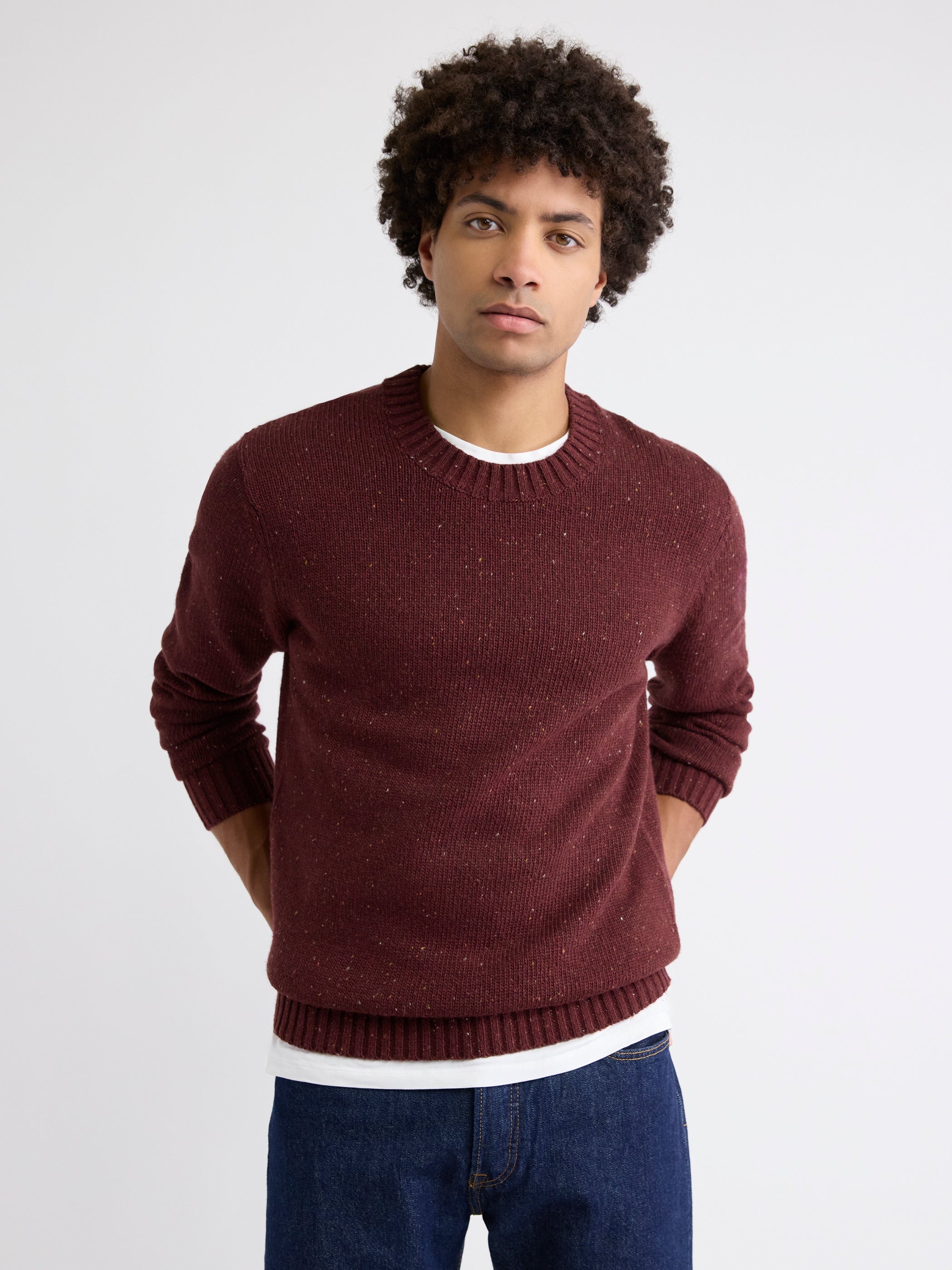 Long-Sleeve Crew-Neck Sweater with Neps rw&co On Sale