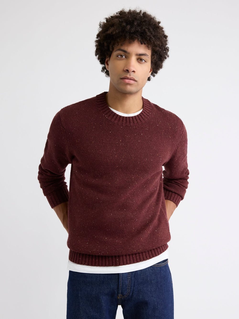 Long-Sleeve Crew-Neck Sweater with Neps rw&co On Sale