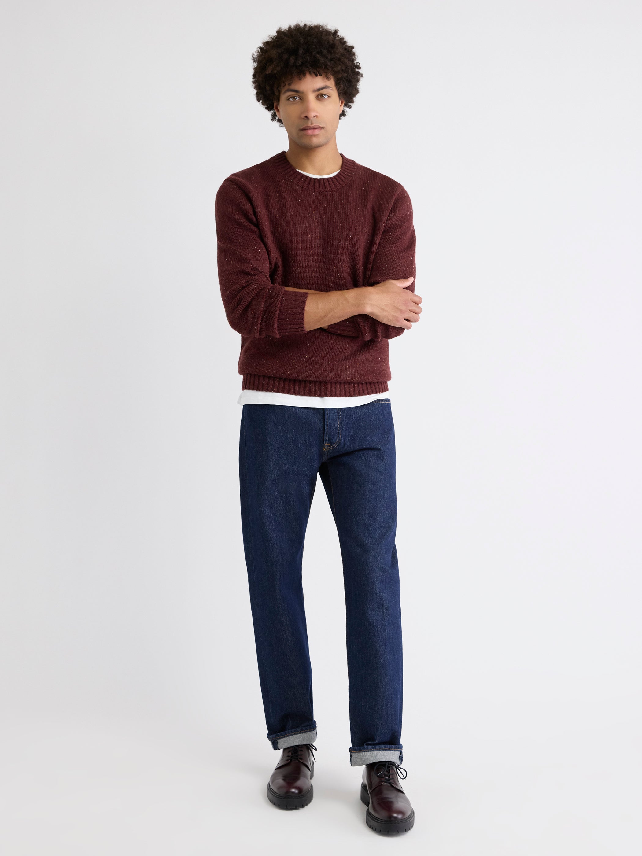 Long-Sleeve Crew-Neck Sweater with Neps rw&co On Sale
