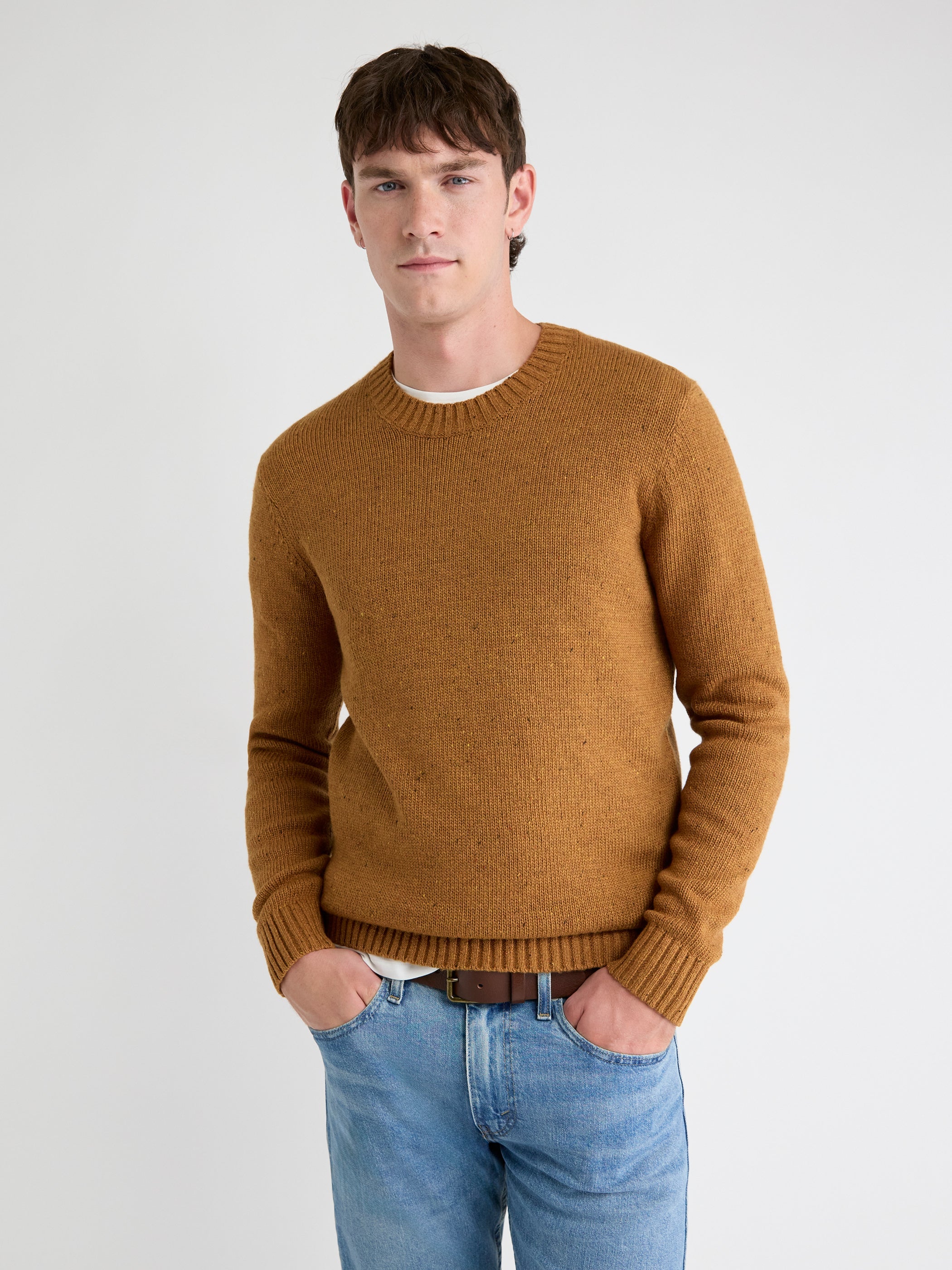 Long-Sleeve Crew-Neck Sweater with Neps rw&co On Sale