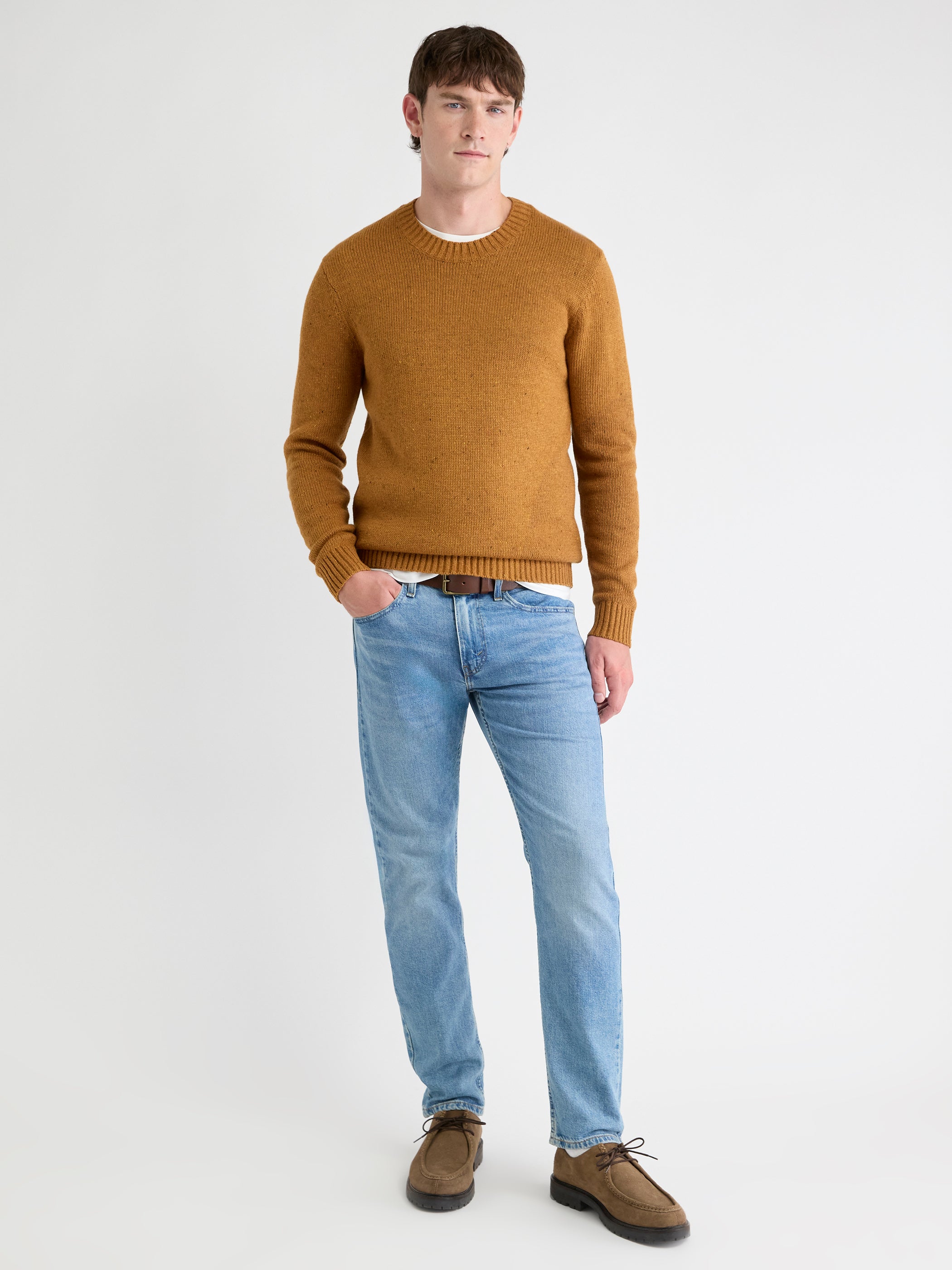 Long-Sleeve Crew-Neck Sweater with Neps rw&co On Sale