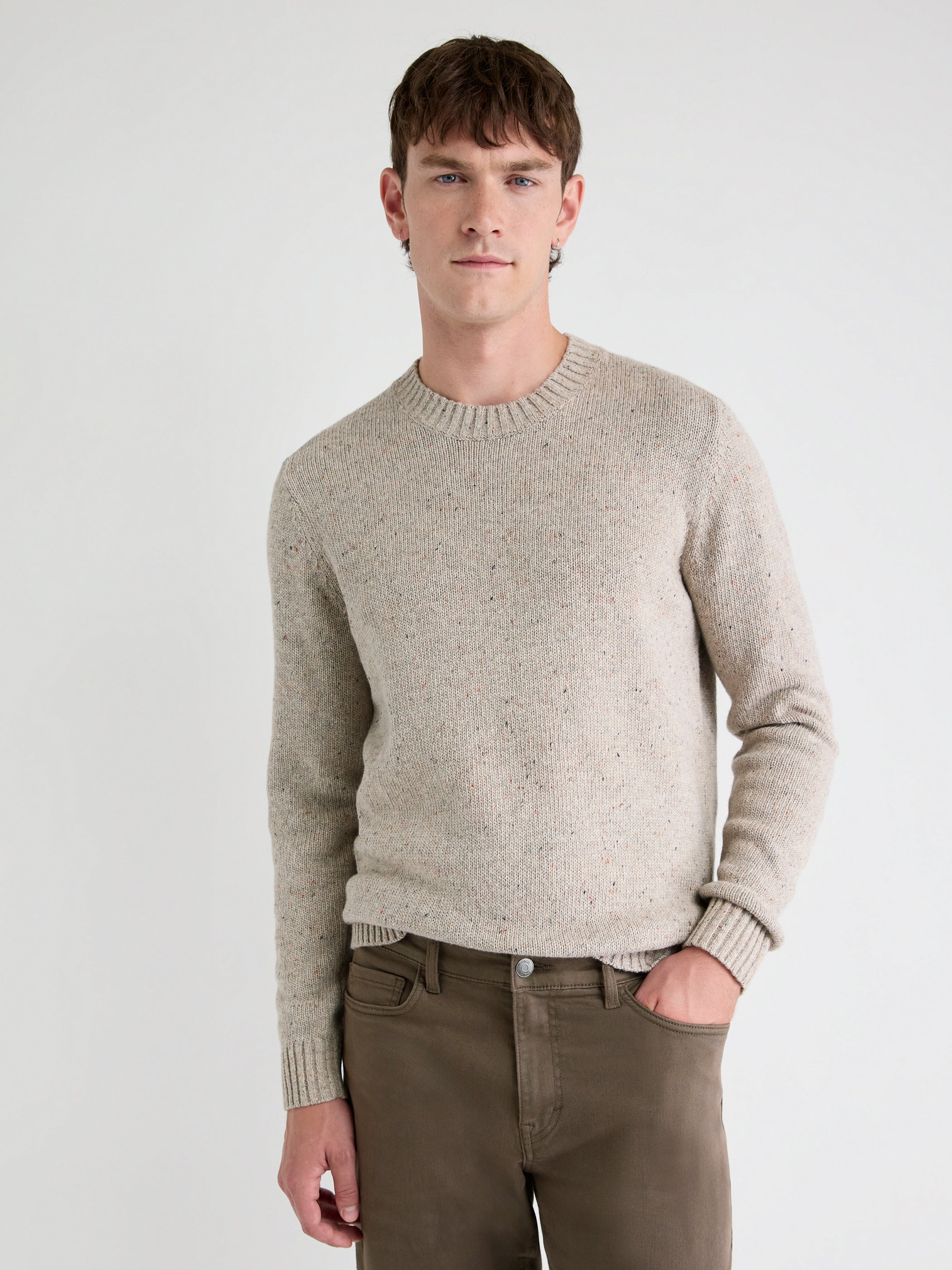 Long-Sleeve Crew-Neck Sweater with Neps rw&co On Sale