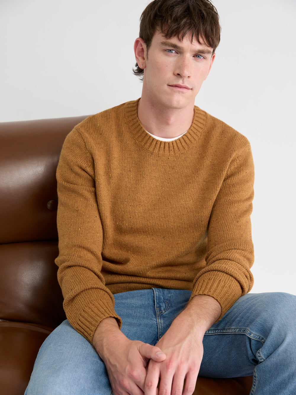 Long-Sleeve Crew-Neck Sweater with Neps rw&co On Sale