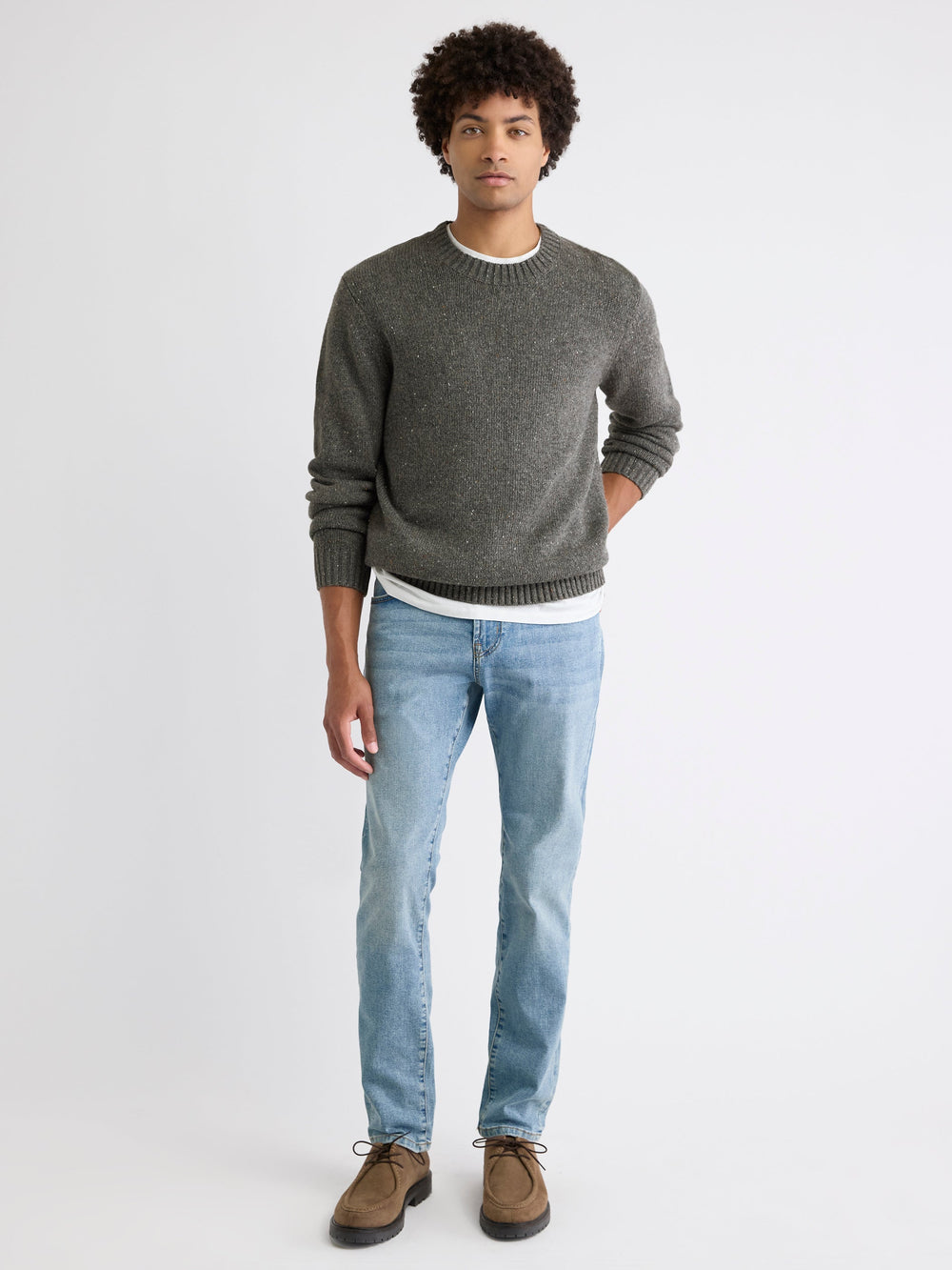 Long-Sleeve Crew-Neck Sweater with Neps rw&co On Sale