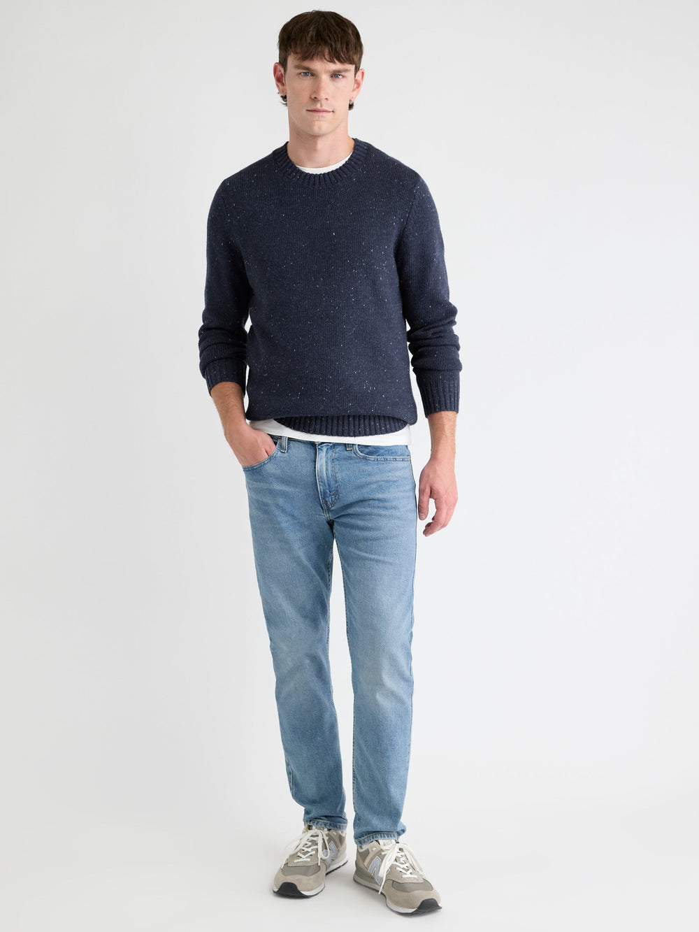 Long-Sleeve Crew-Neck Sweater with Neps rw&co On Sale