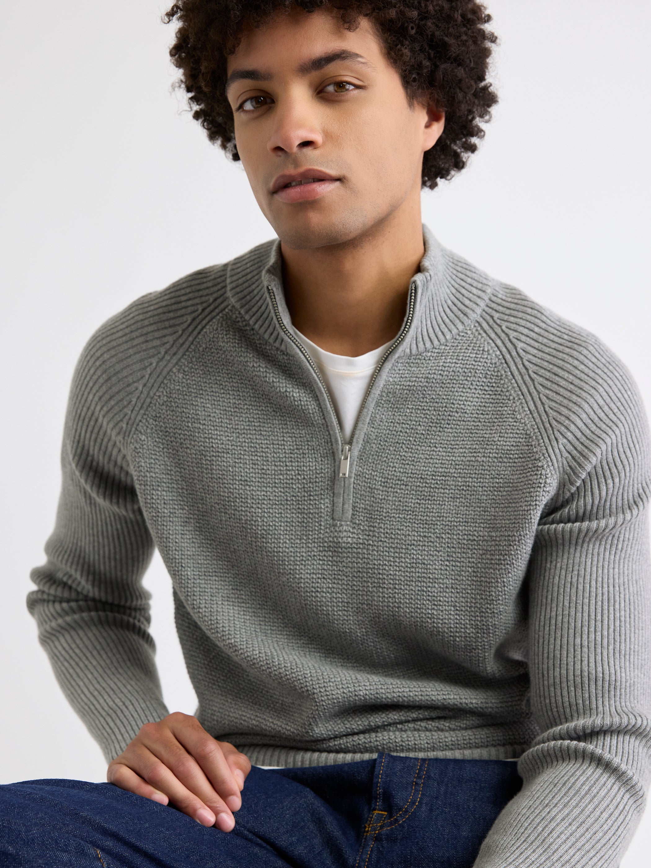 Long-Sleeve Quarter-Zip Mock-Neck Sweater rw&co On Sale